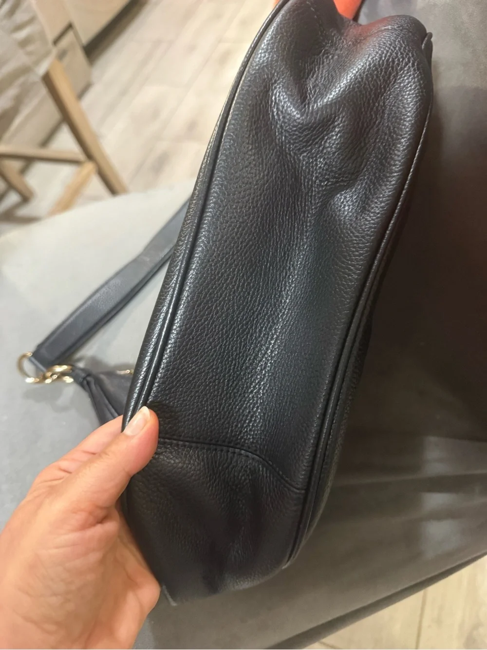 Coach Harley East/West Hobo bag in black pebbled leather & gold. Style F38250